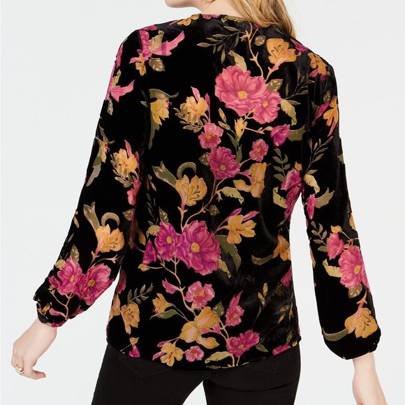 Bar III Floral-Print Velvet Blouse - Picture 3 of 3